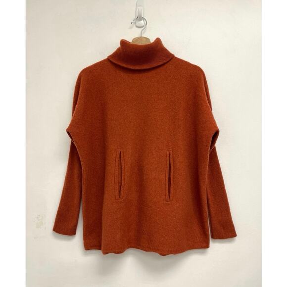 Garnet Hill Sweaters - Garnet Hill Wool-Cashmere Kangaroo Pocket Soft Turtleneck Sweater *SHRINKAGE Med